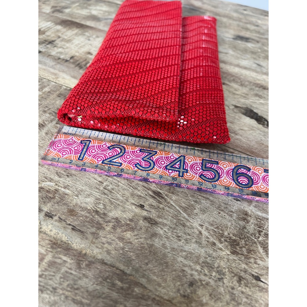 Vintage Red Metal Mesh Chevron Crossbody Clutch Bag Vintage Made in USA - Picture 8 of 9